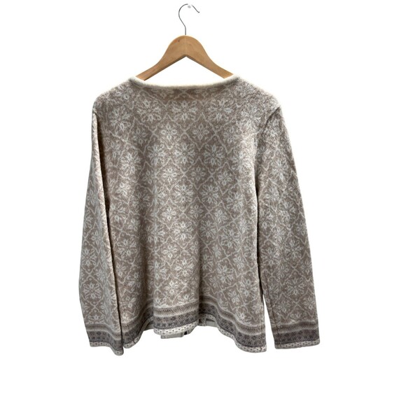 Coldwater Creek Cardigan Size XL Sweater Women's Beige Wool Blend Geometric - Picture 2 of 7